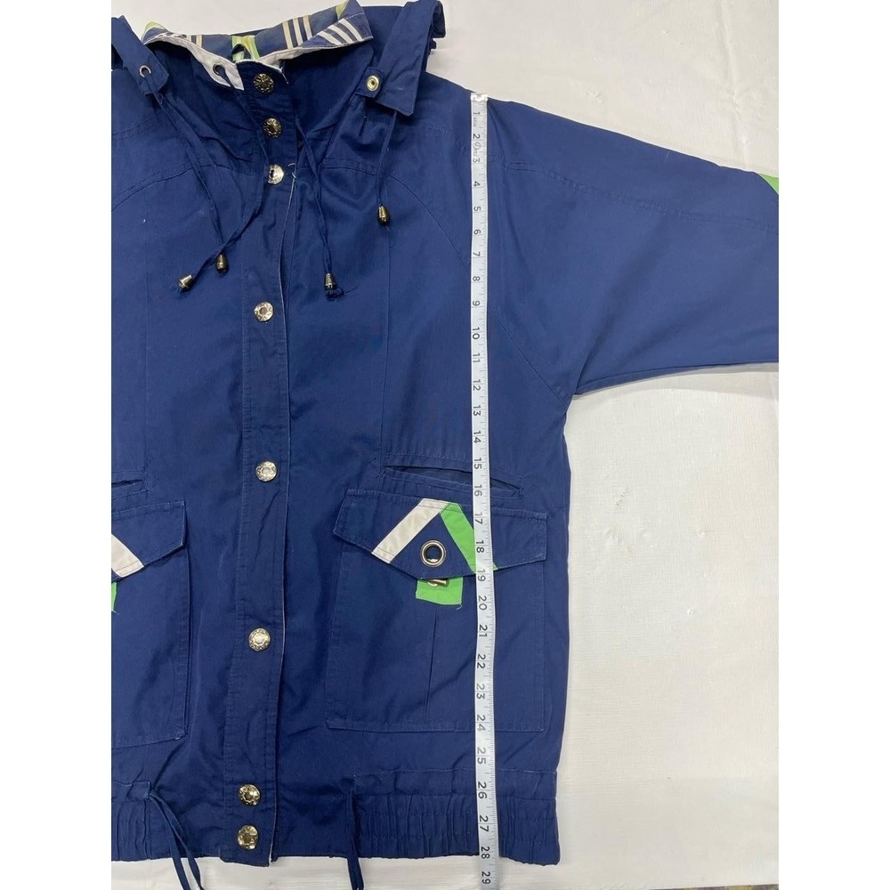 Vintage Current Seen Navy Blue Hooded Button‎ Up Windbreaker Small - Picture 7 of 11